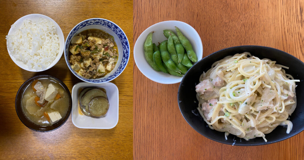 通常の日の食事と試合前の食事